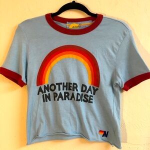 Aviator Nation Cropped T-shirt Size XS Blue Red